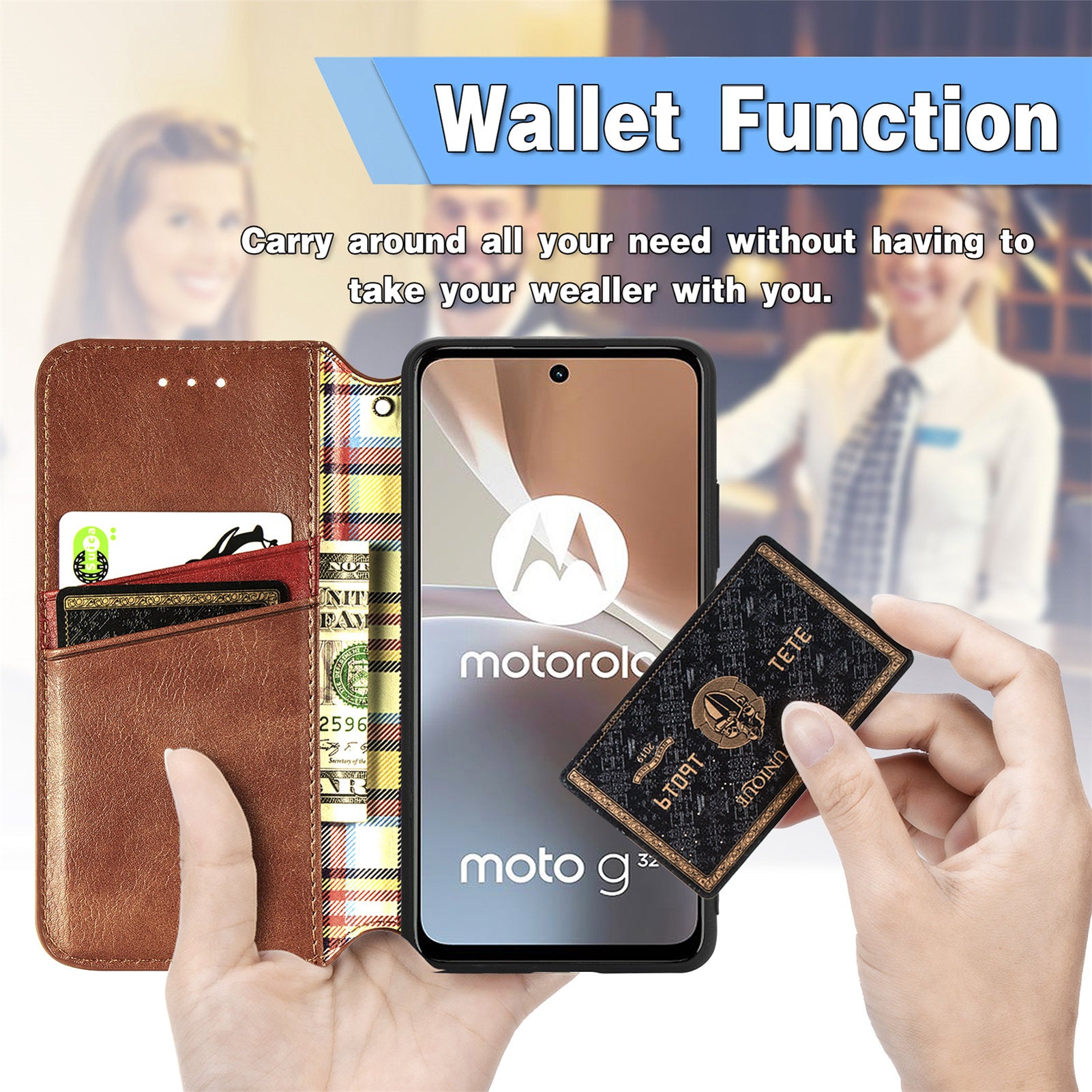 Magnetic Closure Phone Cover For Motorola Moto G32 4G Rhombus Imprinted PU Leather Phone Flip Wallet Case Stand Magnetic Closure Phone Cover For Motorola Moto G32 4G Rhombus Imprinted PU Leather Phone Flip Wallet Case Stand